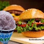 Burger and a Grape Snow Cone